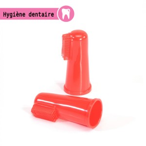 Set de 2 brosses à dents à mettre au bout des doigts pour l’hygiène dentaire de votre chien ou chat