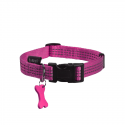 Collier pour chien en nylon avec surpiqûres réfléchissantes | BOBBY SAFE Fushia : Taille:XS - Réglable de 18 à 28 cm x 10 mm