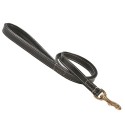 Laisse en cuir doublé avec surpiqûres pour chien | BOBBY Classic | Noir : Taille:T2 - 105 cm x 18 mm