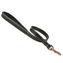 Laisse en cuir doublé avec surpiqûres pour chien | BOBBY Classic | Noir : Taille:T1 - Courte - 60 cm x 25 mm