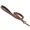 Laisse en cuir doublé avec surpiqûres pour chien | BOBBY Classic | Marron : Taille:T2 - 105 cm x 18 mm