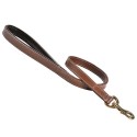 Laisse en cuir doublé avec surpiqûres pour chien | BOBBY Classic | Marron : Taille:T1 - Courte - 60 cm x 25 mm