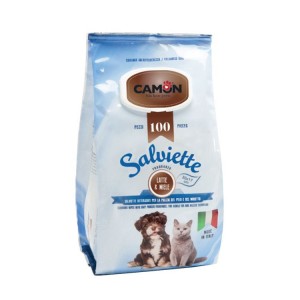 Sachet de 100 lingettes nettoyantes pour chien ou chat - Lait / Miel