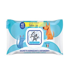 Sachet de 40 lingettes nettoyantes pour chien ou chat - Talc