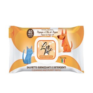 Sachet de 40 lingettes nettoyantes pour chien ou chat - Papaye / huile d'argan