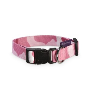 Collier nylon pour chien camouflage rose | BOBBY