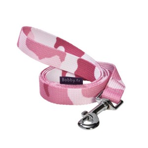 Laisse pour chien en nylon camouflage rose| BOBBY