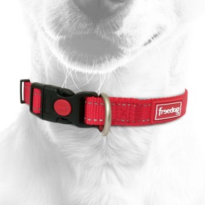Collier pour chien en nylon avec surpiqûres réfléchissantes | Rouge