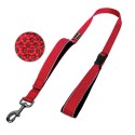 Laisse pour chien en nylon et néoprène avec double poignée | Rouge : Taille:T1 - 180 cm x 20 mm