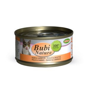 Boite de pâtée pour chat 70 g | Bubinature 100% produits naturels | Pâtée Poulet et crevettes