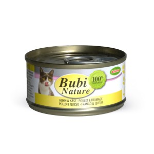 Boite de pâtée pour chat 70 g | Bubinature 100% produits naturels | Pâtées Poulet et fromage