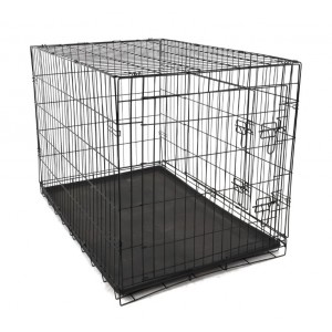 Cage de transport métal noir pliante fond amovible pour chien