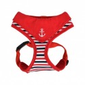 Harnais réglable Seaman rouge | Puppia : Couleur:Rouge vif, Taille:S - Cou 26 cm. Poitrail 32 à 44 cm.