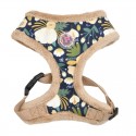 Harnais chien réglable Pinkaholic FLEUR Navy : Couleur:Bleu Marine, Taille:M. Cou 32 cm. Poitrail 43 à 59 cm
