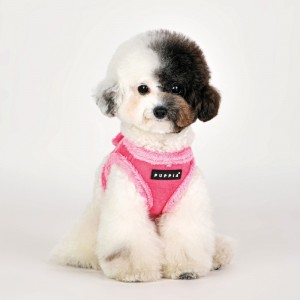 Harnais pour chien veste en suédine avec fourrure Puppia TERRY | Rose