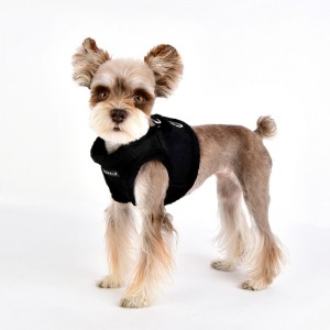 Harnais pour chien veste en suédine avec fourrure Puppia TERRY | Noir