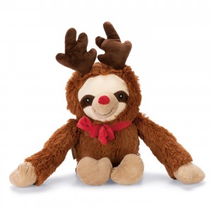 Jouet chien cadeau de Noël | Peluche paresseux déguisé en renne de Noël