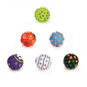 Lot de 6 jouets balles vinyle sonores pour petit chien | 5 cm