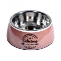 Bobby | Chien | Gamelle DELICIOUS en mélamine et bol inox rose : Taille:XS