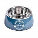 Bobby | Chien | Gamelle DELICIOUS en mélamine et bol inox bleu : Taille:XS